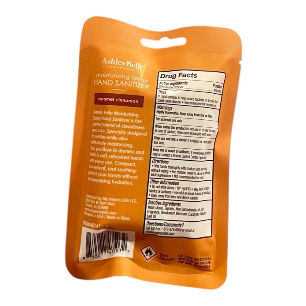 Ashley Belle Moisturizing Spray Hand Sanitizer 1 fl oz Caramel Cinnamon - Picture 2 of 2